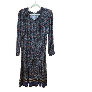 Loft long sleeve black pattern dress